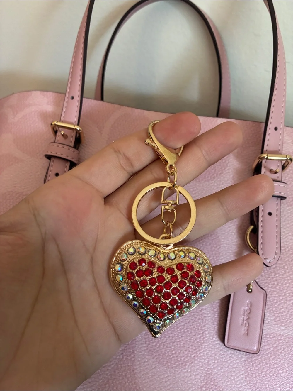 2/$20🎀 Gold Heart Crystal Bag Charm